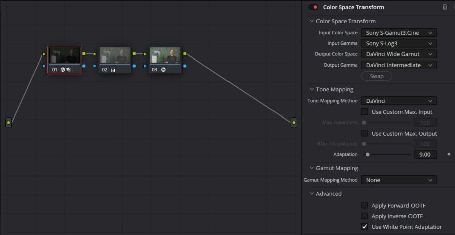 Node tree in DaVinci Resolve 18.6.6